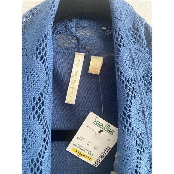 Live and Let Live Blue Open Cardigan Lace Cottage Feminine XL NEW‎ - Picture 4 of 5